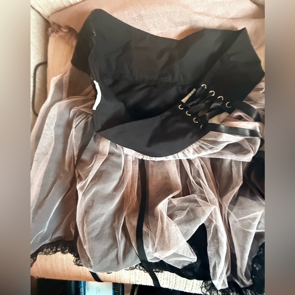 A Line Skirt net tulle lace up mesh cosplay Lolita kawaii goth punk XL - Picture 5 of 11